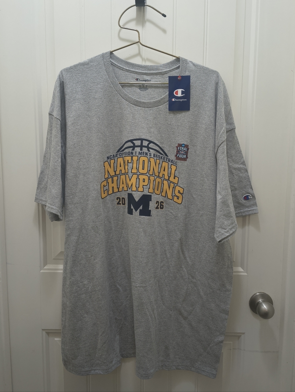 Champion Michigan Wolverines 2026 NCAA Natl Champions Tee Gray 2XL NWT